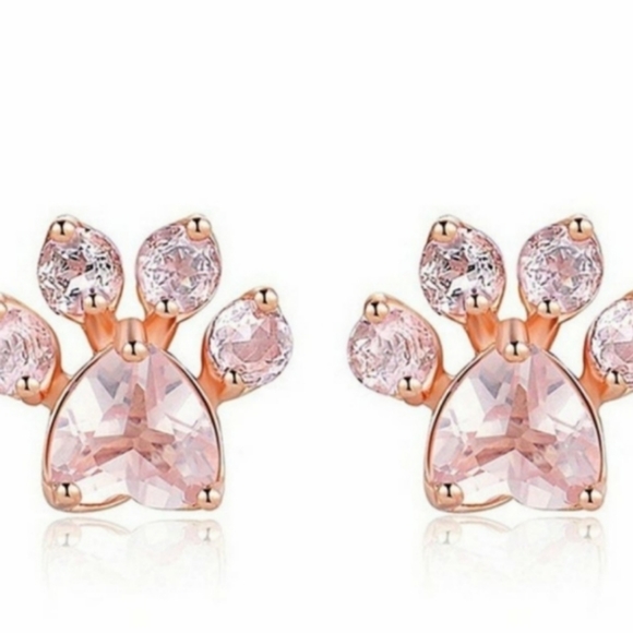 18k Rose Gold Pink Quartz Earrings - Picture 5 of 7